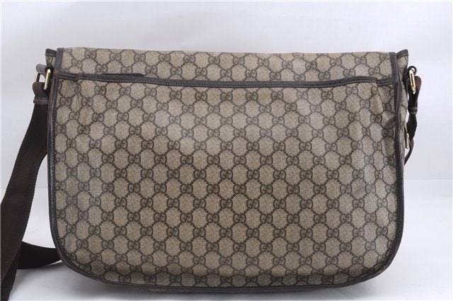 Authentic GUCCI Shoulder Cross Body Bag GG PVC Leather 201725 Brown 0321E