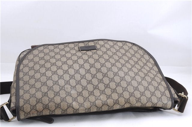 Authentic GUCCI Shoulder Cross Body Bag GG PVC Leather 201725 Brown 0321E