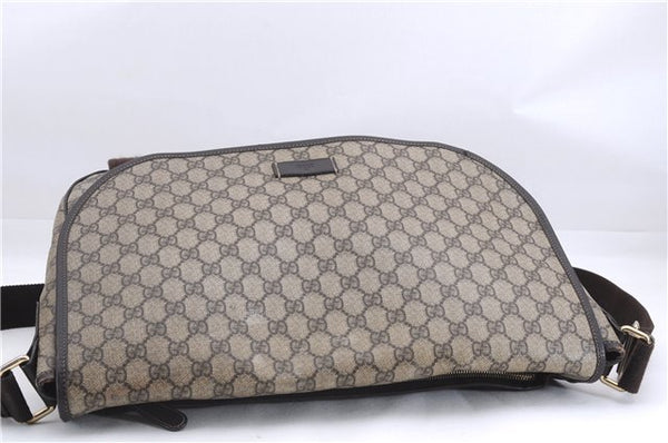Authentic GUCCI Shoulder Cross Body Bag GG PVC Leather 201725 Brown 0321E
