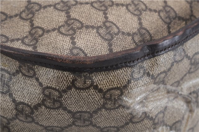 Authentic GUCCI Shoulder Cross Body Bag GG PVC Leather 201725 Brown 0321E