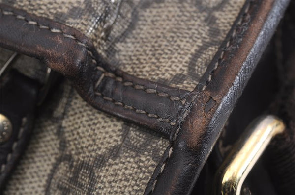 Authentic GUCCI Shoulder Cross Body Bag GG PVC Leather 201725 Brown 0321E