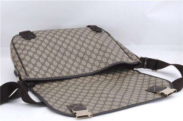 Authentic GUCCI Shoulder Cross Body Bag GG PVC Leather 201725 Brown 0321E