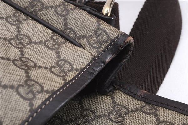 Authentic GUCCI Shoulder Cross Body Bag GG PVC Leather 201725 Brown 0321E