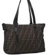 Authentic FENDI Zucca Vintage Shoulder Tote Bag Canvas Leather Brown 0323F