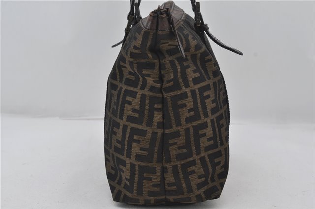 Authentic FENDI Zucca Vintage Shoulder Tote Bag Canvas Leather Brown 0323F