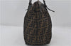 Authentic FENDI Zucca Vintage Shoulder Tote Bag Canvas Leather Brown 0323F