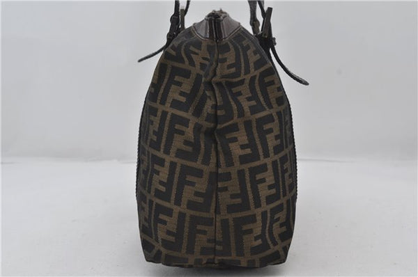 Authentic FENDI Zucca Vintage Shoulder Tote Bag Canvas Leather Brown 0323F