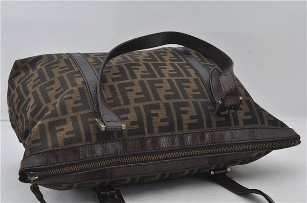 Authentic FENDI Zucca Vintage Shoulder Tote Bag Canvas Leather Brown 0323F