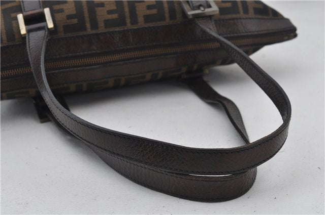 Authentic FENDI Zucca Vintage Shoulder Tote Bag Canvas Leather Brown 0323F