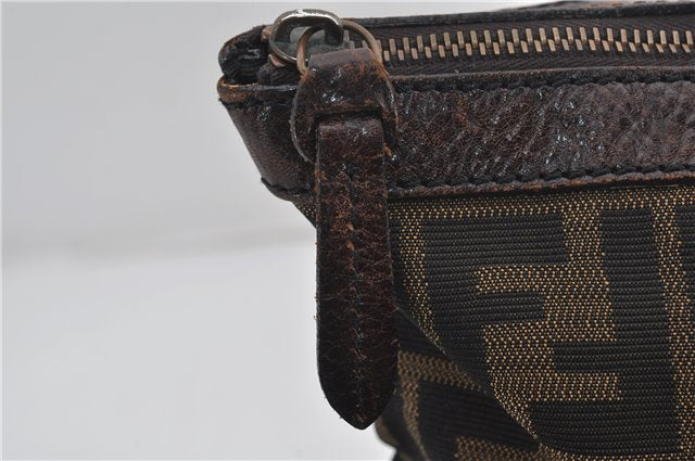 Authentic FENDI Zucca Vintage Shoulder Tote Bag Canvas Leather Brown 0323F
