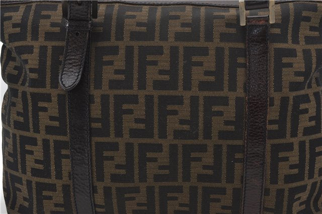Authentic FENDI Zucca Vintage Shoulder Tote Bag Canvas Leather Brown 0323F