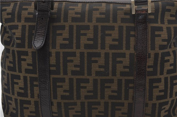 Authentic FENDI Zucca Vintage Shoulder Tote Bag Canvas Leather Brown 0323F