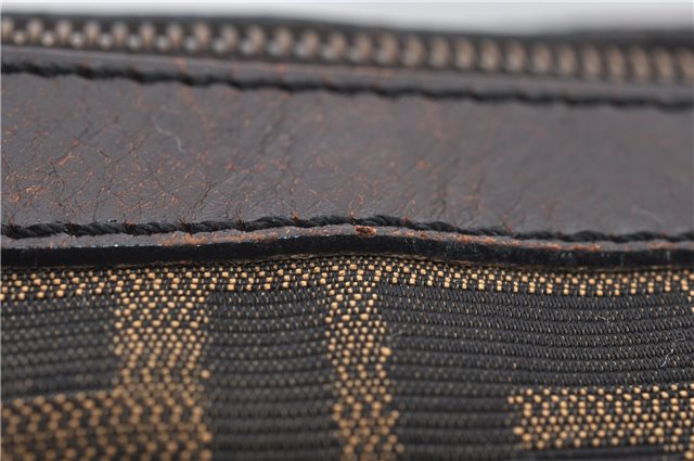 Authentic FENDI Zucca Vintage Shoulder Tote Bag Canvas Leather Brown 0323F