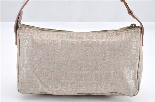 Authentic FENDI Zucchino Shoulder Bag Purse Canvas Leather Pink Beige 0326G