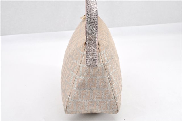 Authentic FENDI Zucchino Shoulder Bag Purse Canvas Leather Pink Beige 0326G