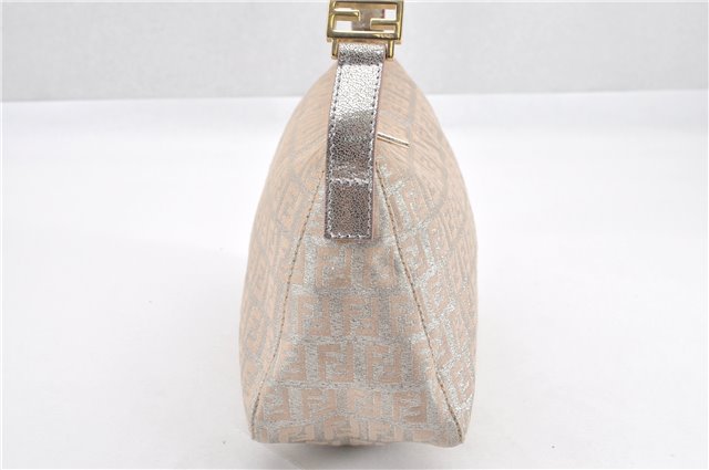 Authentic FENDI Zucchino Shoulder Bag Purse Canvas Leather Pink Beige 0326G