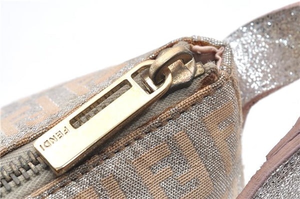 Authentic FENDI Zucchino Shoulder Bag Purse Canvas Leather Pink Beige 0326G