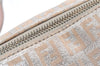 Authentic FENDI Zucchino Shoulder Bag Purse Canvas Leather Pink Beige 0326G