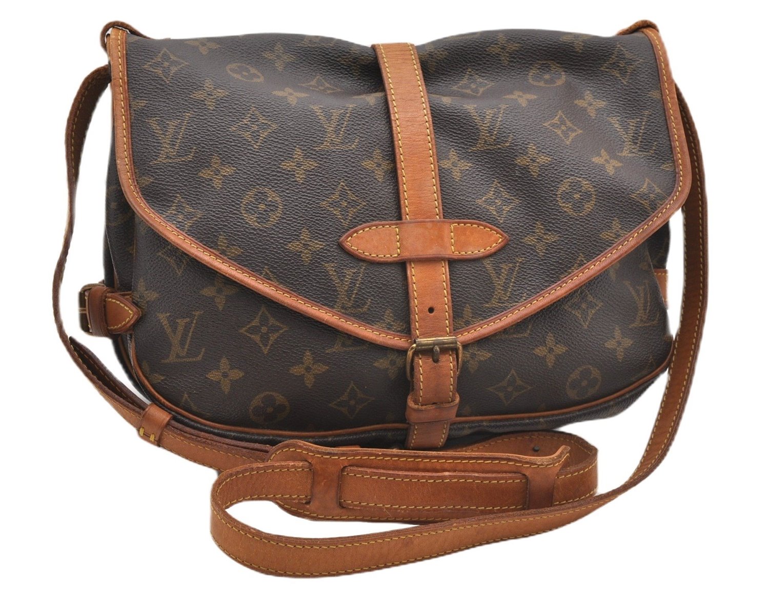 Authentic Louis Vuitton Monogram Saumur 30 Shoulder Cross Bag M42256 LV 0329G