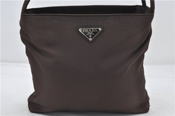 Authentic PRADA Nylon Tessuto Shoulder Hand Bag Purse Brown 0330E