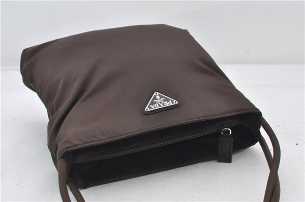 Authentic PRADA Nylon Tessuto Shoulder Hand Bag Purse Brown 0330E