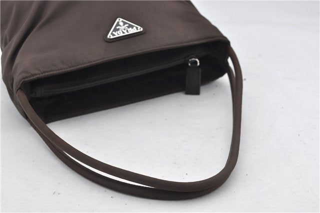 Authentic PRADA Nylon Tessuto Shoulder Hand Bag Purse Brown 0330E