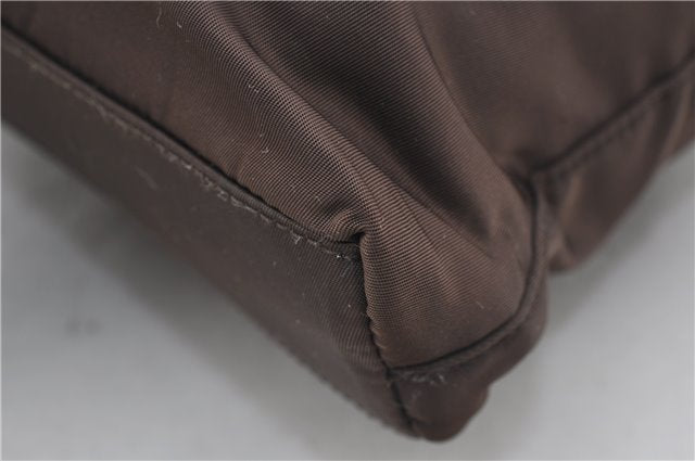 Authentic PRADA Nylon Tessuto Shoulder Hand Bag Purse Brown 0330E