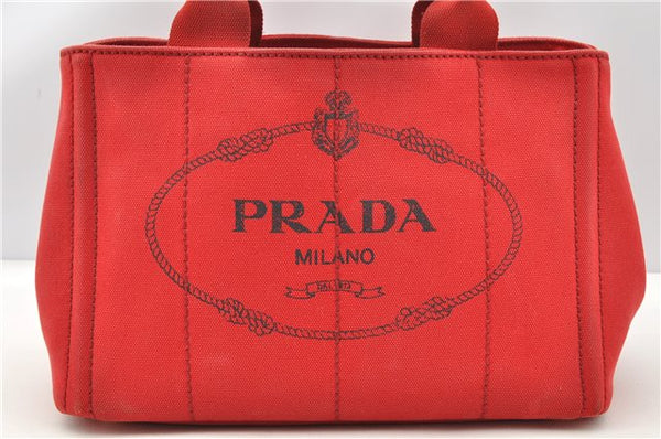 Authentic PRADA Canapa SS Vintage Canvas Shoulder Hand Bag Purse Red 0332G