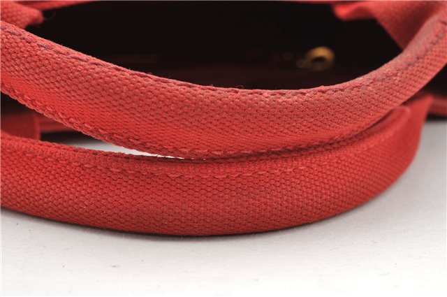 Authentic PRADA Canapa SS Vintage Canvas Shoulder Hand Bag Purse Red 0332G