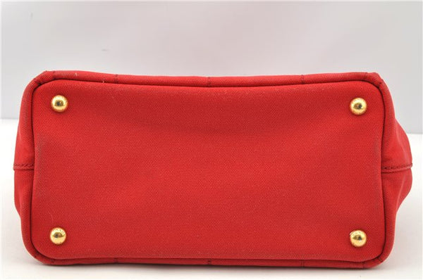Authentic PRADA Canapa SS Vintage Canvas Shoulder Hand Bag Purse Red 0332G
