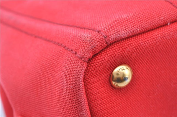 Authentic PRADA Canapa SS Vintage Canvas Shoulder Hand Bag Purse Red 0332G