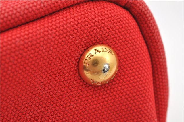 Authentic PRADA Canapa SS Vintage Canvas Shoulder Hand Bag Purse Red 0332G