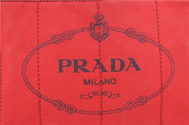 Authentic PRADA Canapa SS Vintage Canvas Shoulder Hand Bag Purse Red 0332G