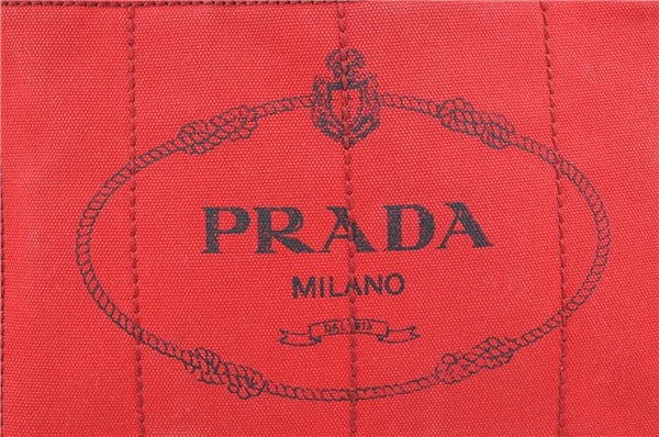 Authentic PRADA Canapa SS Vintage Canvas Shoulder Hand Bag Purse Red 0332G
