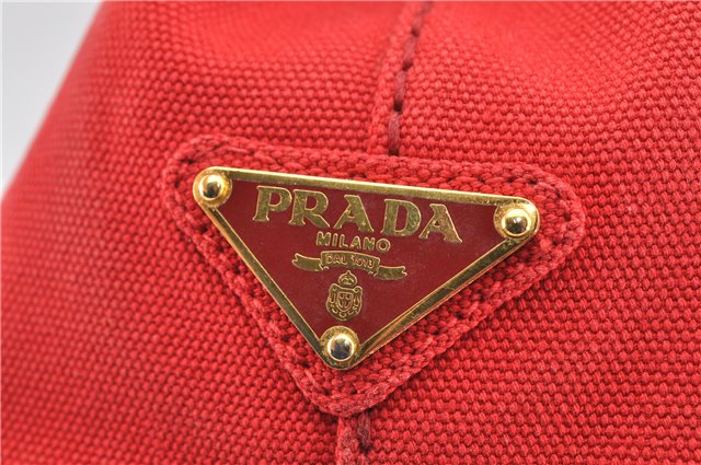 Authentic PRADA Canapa SS Vintage Canvas Shoulder Hand Bag Purse Red 0332G