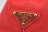 Authentic PRADA Canapa SS Vintage Canvas Shoulder Hand Bag Purse Red 0332G