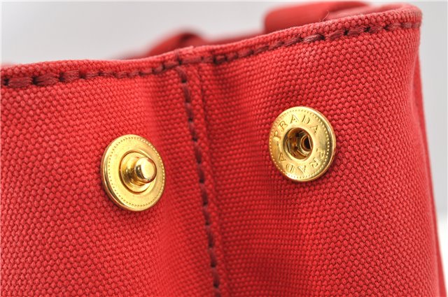 Authentic PRADA Canapa SS Vintage Canvas Shoulder Hand Bag Purse Red 0332G