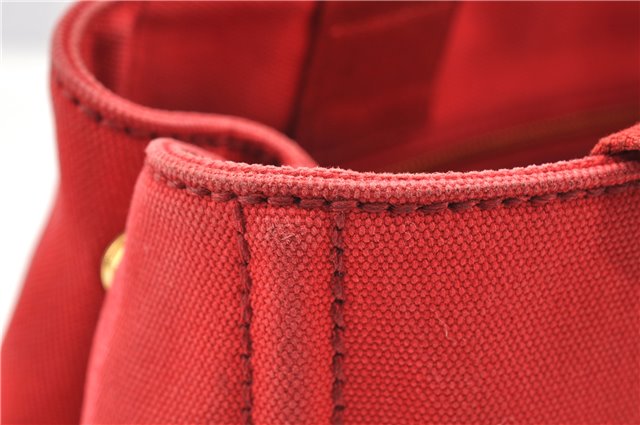 Authentic PRADA Canapa SS Vintage Canvas Shoulder Hand Bag Purse Red 0332G