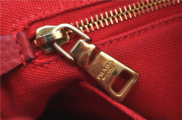 Authentic PRADA Canapa SS Vintage Canvas Shoulder Hand Bag Purse Red 0332G