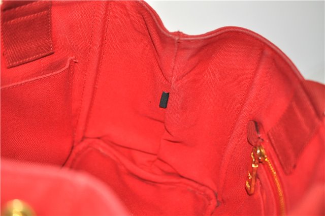Authentic PRADA Canapa SS Vintage Canvas Shoulder Hand Bag Purse Red 0332G