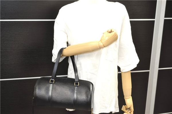 Authentic Louis Vuitton Epi Soufflot Black Hand Bag M52222 LV 0334D