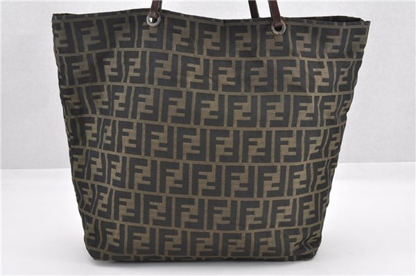 Authentic FENDI Zucca Vintage Shoulder Hand Tote Bag Nylon Leather Brown 0336G