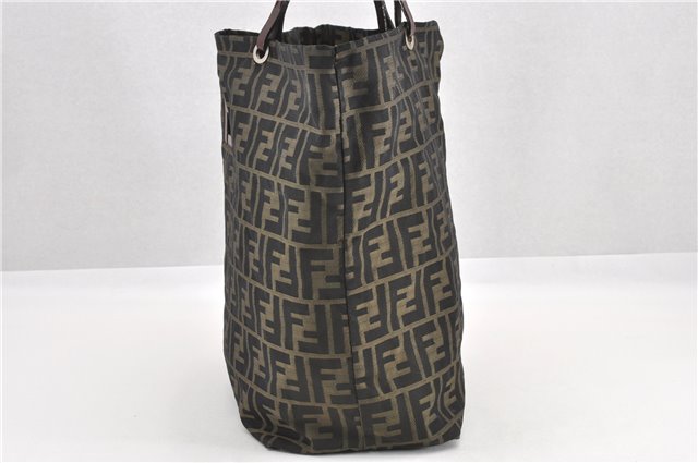 Authentic FENDI Zucca Vintage Shoulder Hand Tote Bag Nylon Leather Brown 0336G