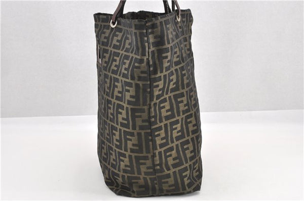 Authentic FENDI Zucca Vintage Shoulder Hand Tote Bag Nylon Leather Brown 0336G
