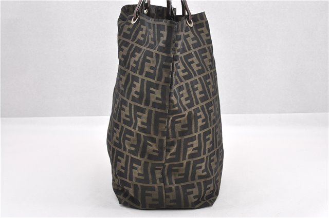 Authentic FENDI Zucca Vintage Shoulder Hand Tote Bag Nylon Leather Brown 0336G