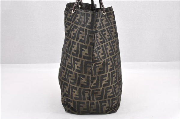 Authentic FENDI Zucca Vintage Shoulder Hand Tote Bag Nylon Leather Brown 0336G