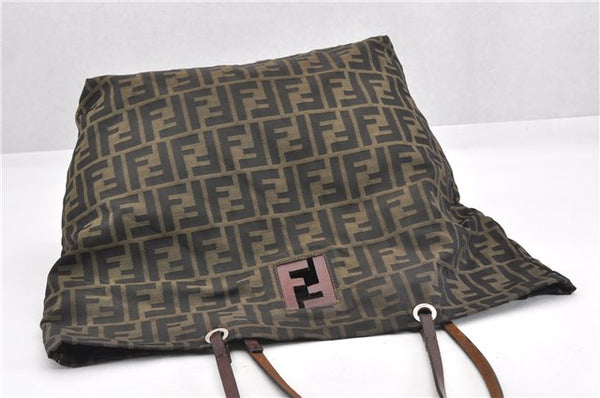 Authentic FENDI Zucca Vintage Shoulder Hand Tote Bag Nylon Leather Brown 0336G