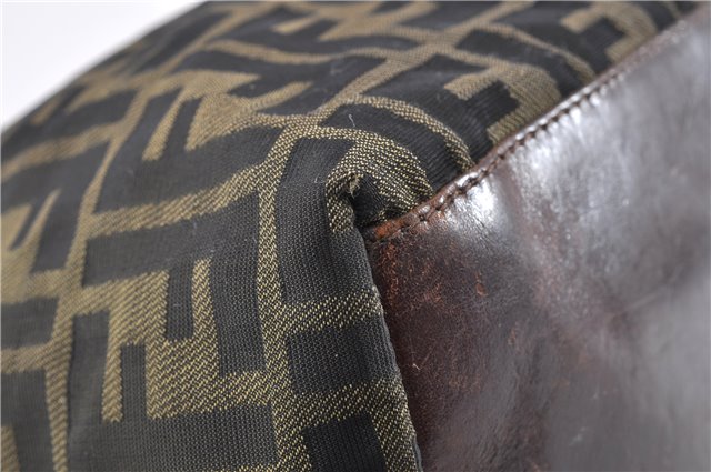 Authentic FENDI Zucca Vintage Shoulder Hand Tote Bag Nylon Leather Brown 0336G