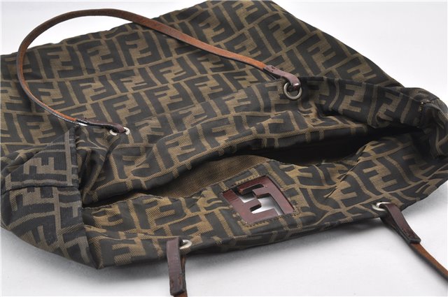 Authentic FENDI Zucca Vintage Shoulder Hand Tote Bag Nylon Leather Brown 0336G