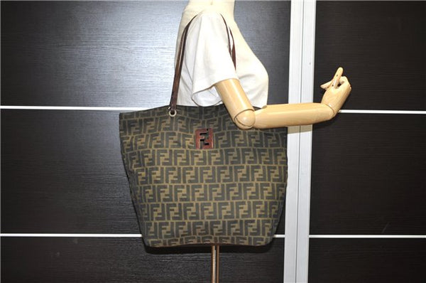Authentic FENDI Zucca Vintage Shoulder Hand Tote Bag Nylon Leather Brown 0336G